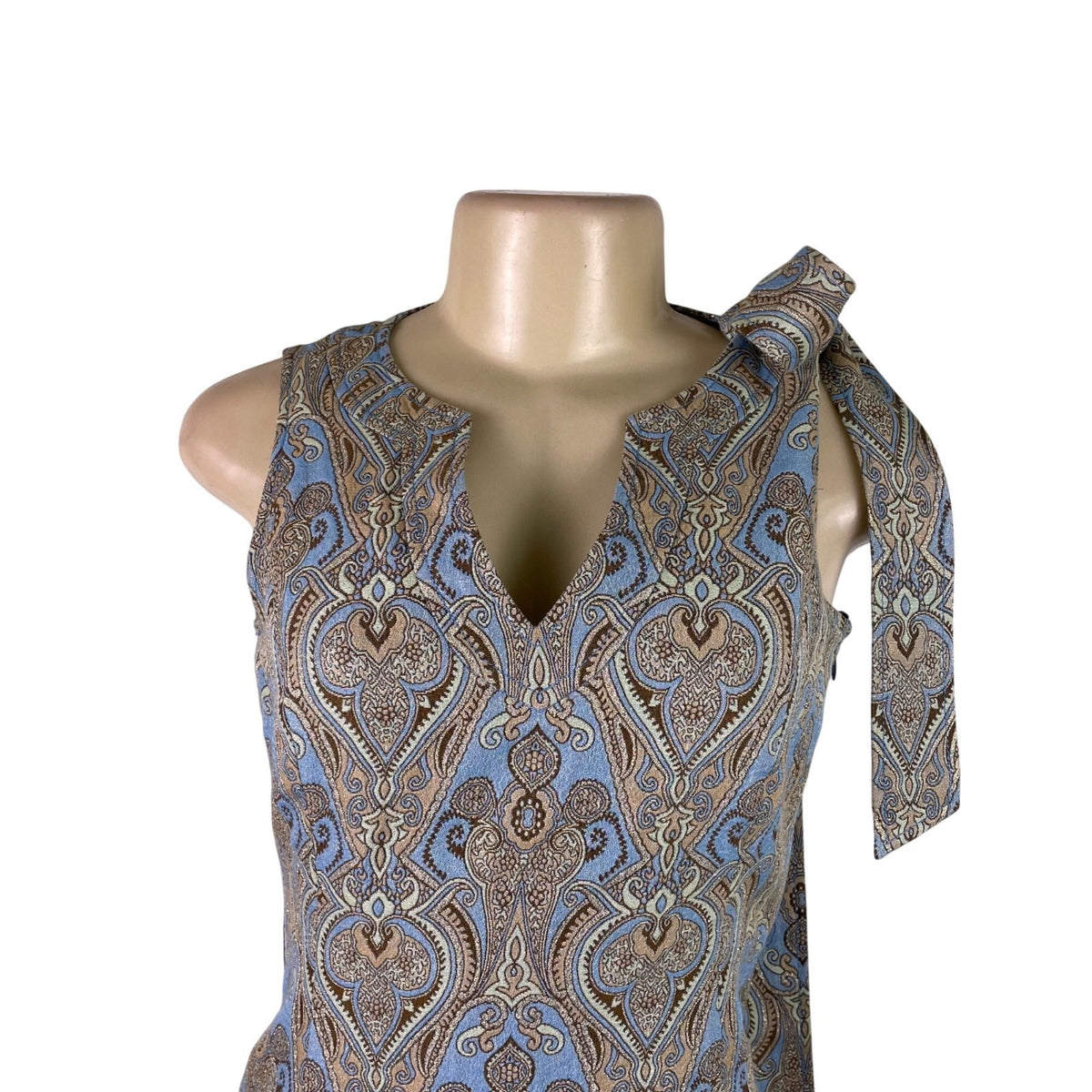 Talbots Womens Paisley Print Cotton & Silk Blend Sleeveless Sheath Dress Size 2P