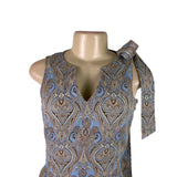 Talbots Womens Paisley Print Cotton & Silk Blend Sleeveless Sheath Dress Size 2P