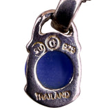 Sterling Silver Womens Blue Stone Pendant Necklace 925 Chain Thailand Handmade