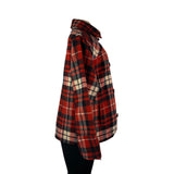 Woolrich Womens Red Plaid Wool Blend Double-Breasted Jacket Winter Coat Size L