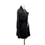 Trucker Women’s Black Leather Jacket Belted Wrap Style Size Medium