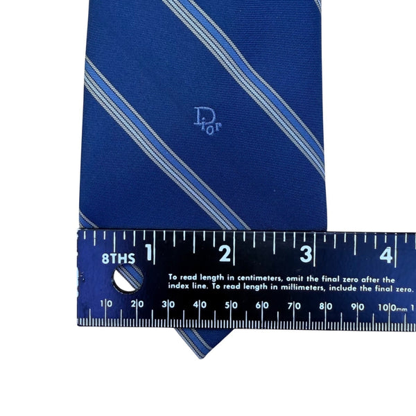 Mens Blue Polyester Striped Formal Neck Tie Classic Design