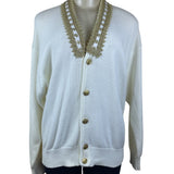 Vintage Fashioned By Pamela Hoke Gold & White Womens Knitted Cardigan