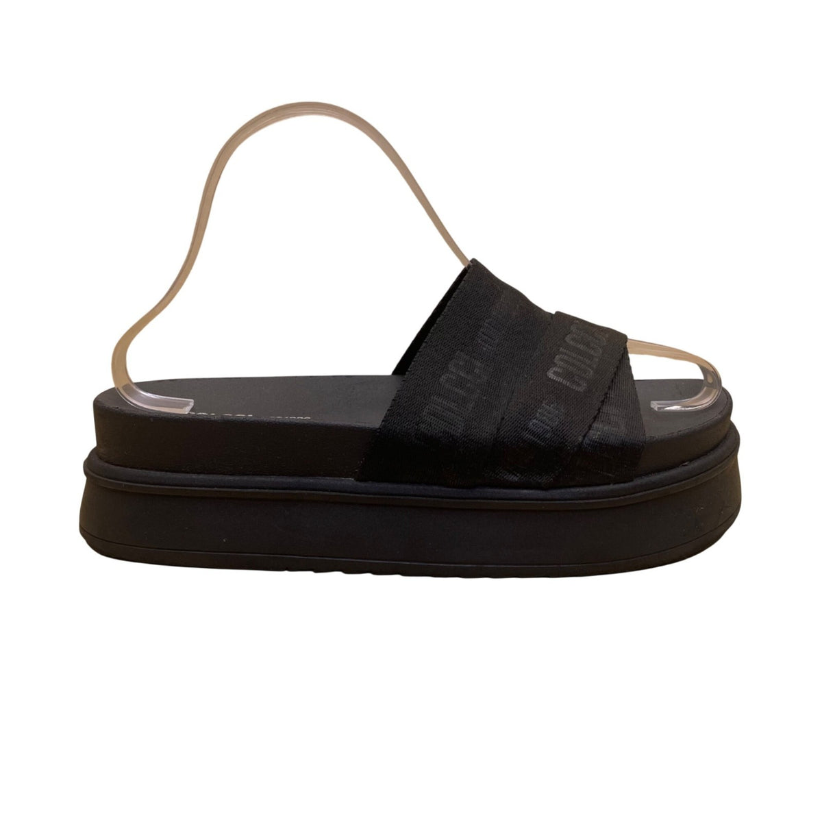 Colcci Womens Black Logo Strap Open Toe Slip-On Platform Sandals Size 7