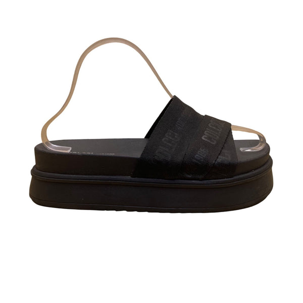 Colcci Womens Black Logo Strap Open Toe Slip-On Platform Sandals Size 7
