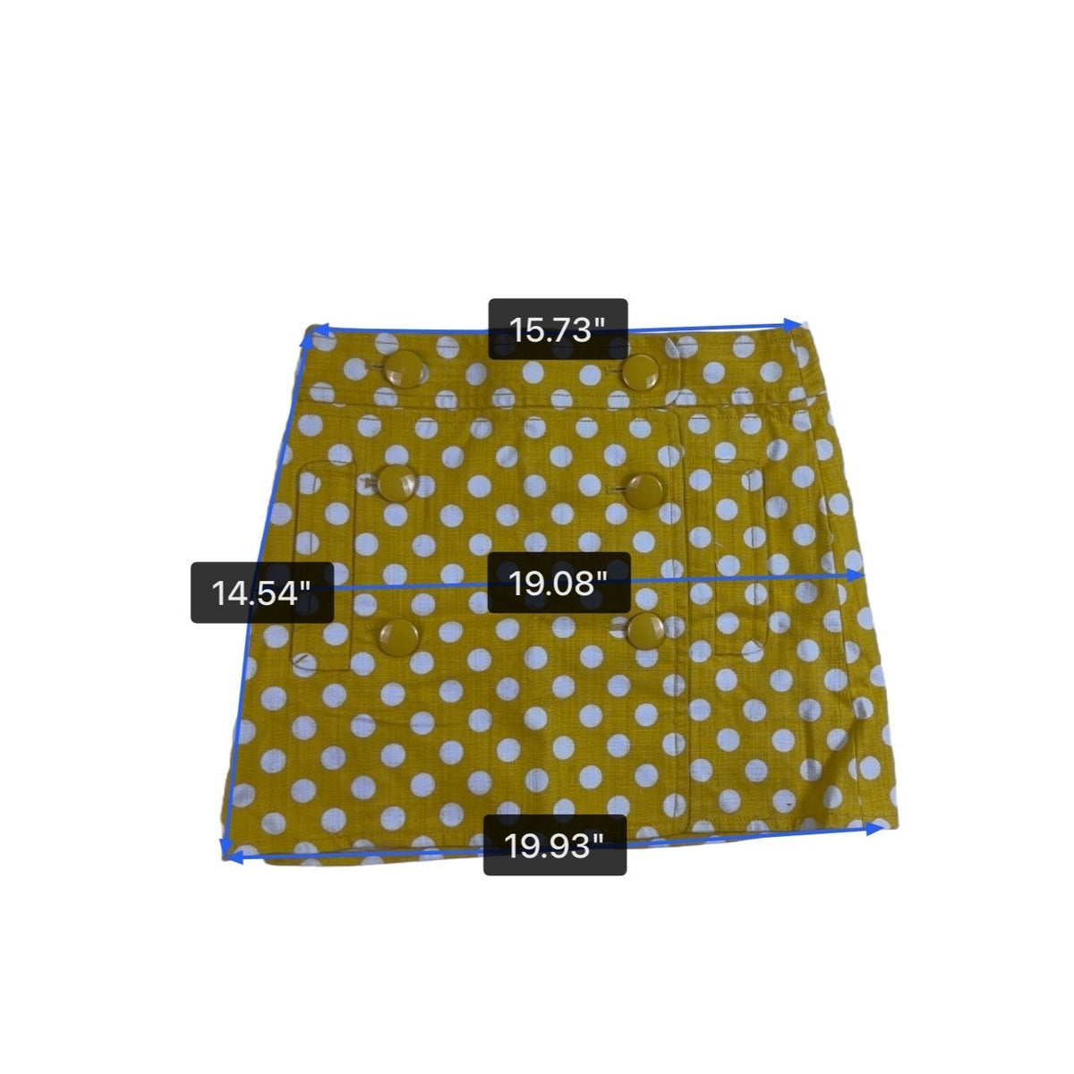 J.Crew Womens Yellow & White Polka Dot 100% Cotton Button Mini Skirt Size 0