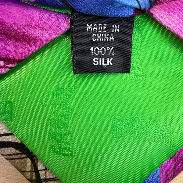 Garcia Mens Multi-Color 100% Silk Tie Abstract Brushstroke Pattern