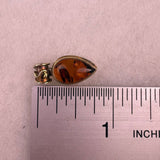 Baltic Amber Pendant In Sterling Silver 925 Teardrop Design Brown With Markings
