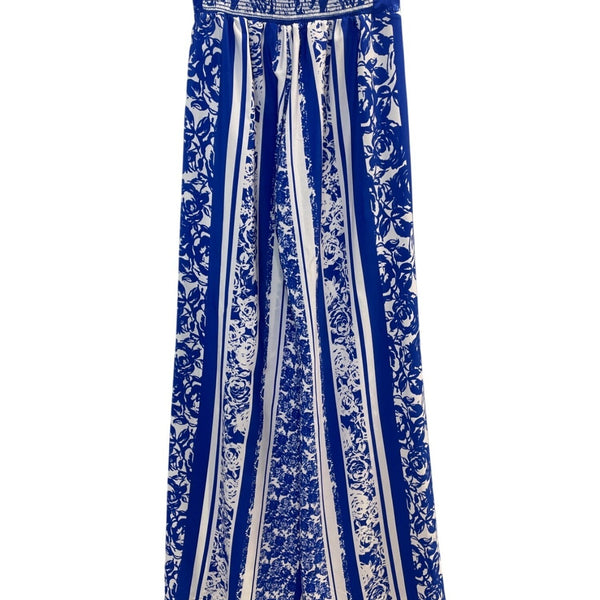 Arden B Blue & White Striped & Floral Wide-Leg Pants Szize XS - New