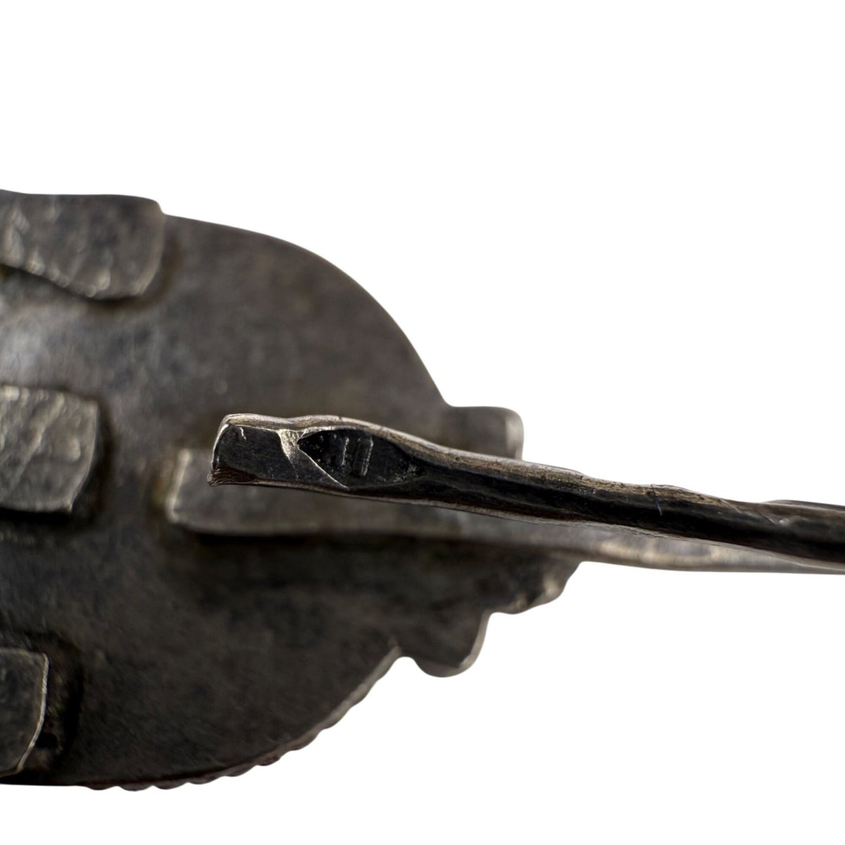 Vintage Kabyle Tribal Silver Dangle Earrings Orange Glass & Enamel