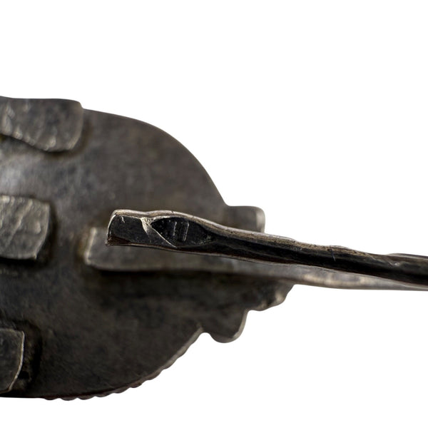 Vintage Kabyle Tribal Silver Dangle Earrings Orange Glass & Enamel