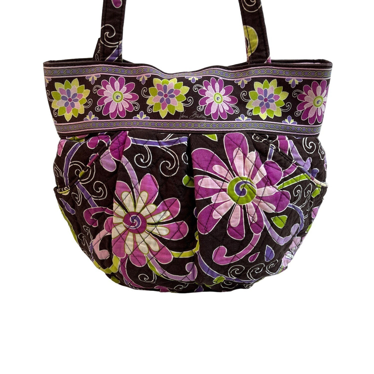 Vera Bradley Women's Black Flowered Multicolor Floral Shoulder Bucket Bag Sz M
