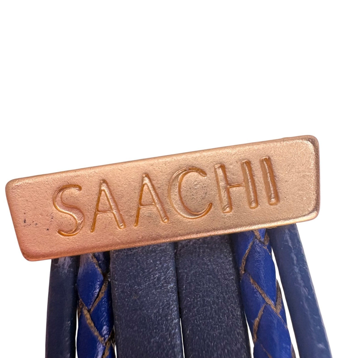 Saachi Womens Navy Blue Vegan Leather Magnetic Clasp Bracelet With Stone Accent