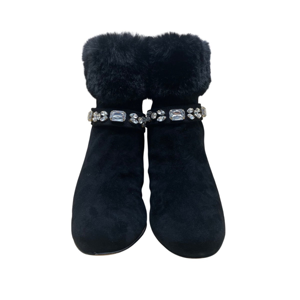 Adrienne Vittadini Women’s Black Faux Fur Embellished Ankle Boots Size 7.5M
