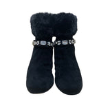 Adrienne Vittadini Women’s Black Faux Fur Embellished Ankle Boots Size 7.5M