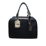 Alyssa Women’s Black Faux Leather Gold & Tassel Charm Mia K Farrow Satchel Bag