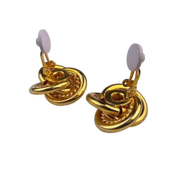 Gold Tone Womens Clip-On Knot Earrings Woven Design Round Fashion Jewelry