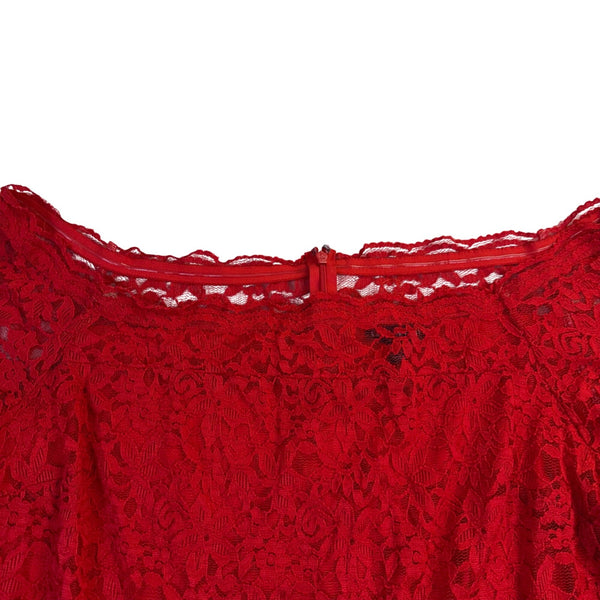 Lane Bryant Womens Red Lace Off-The-Shoulder Knee-Length Dress Size 18 