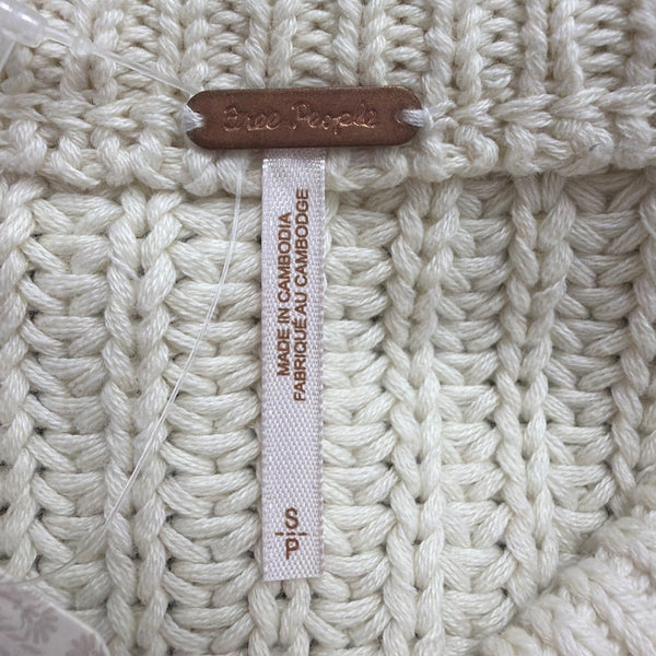 Free People Womens Ivory & Navy Cable Knit Crew Neck Sweater Striped Size S
