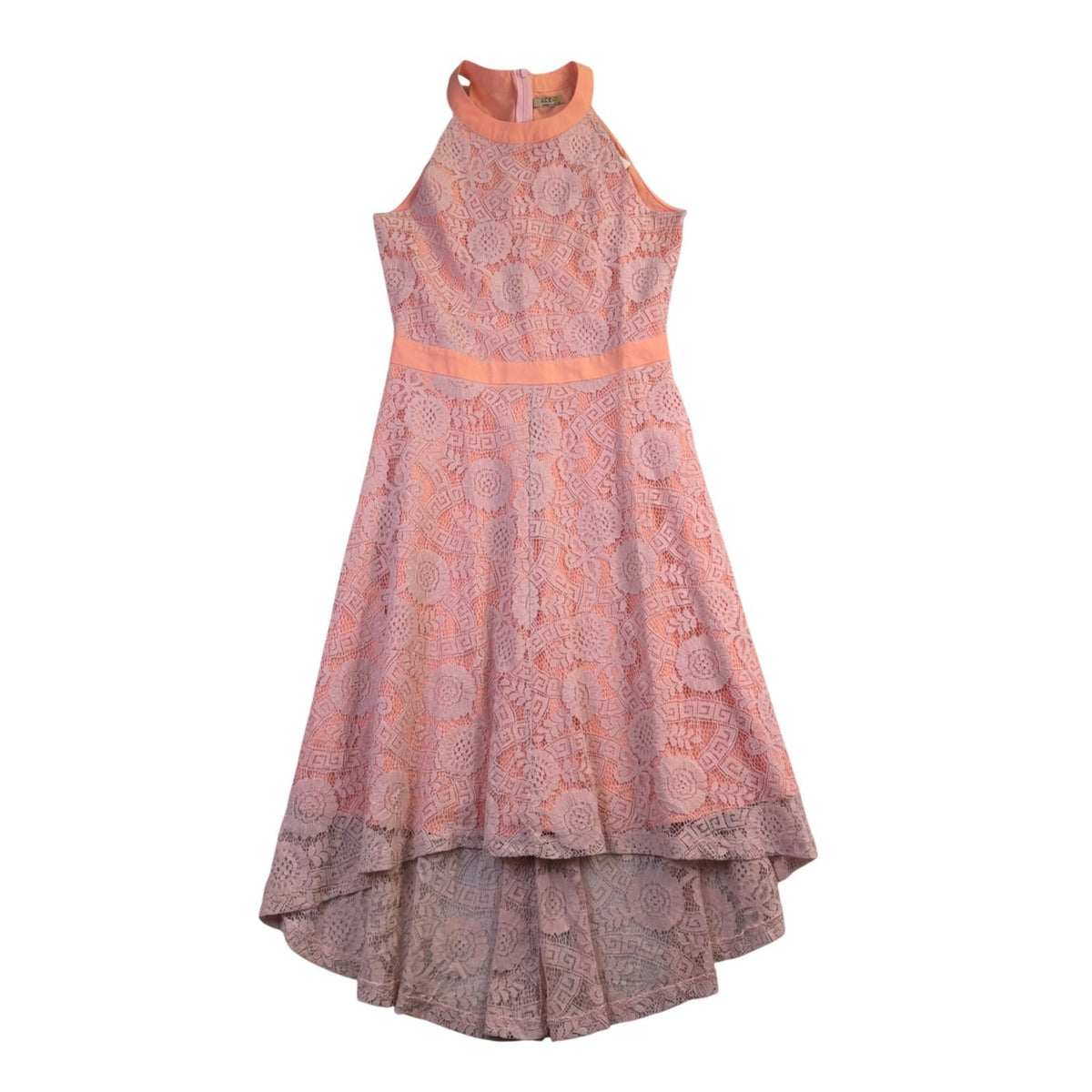 Acevog Womens Peach Lace Sleeveless High-Low Dress Size M