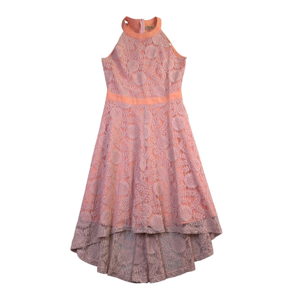 Acevog Womens Peach Lace Sleeveless High-Low Dress Size M