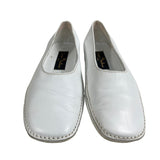 Grupo Italiano Women's White Leather Stitching Sole Flat Slippers Sz 7