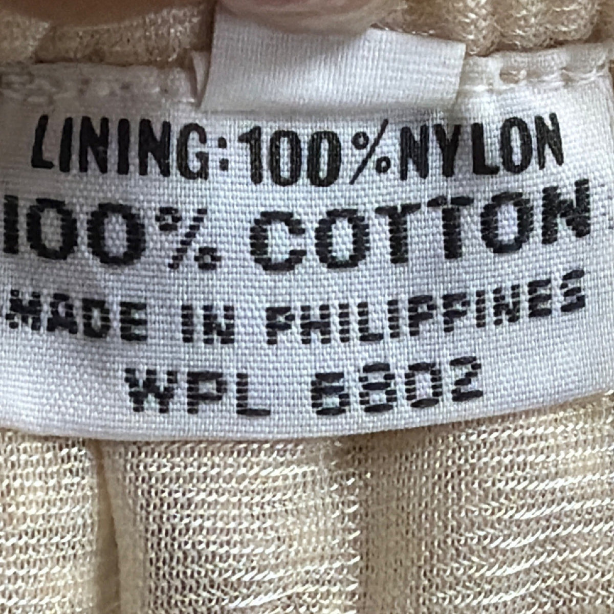 Crochet Beige Cotton Womens Skirt Lined Hand Wash Elastic Waist Philippine Sz 10