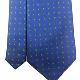 Aquascutum Mens Blue Silk Tie Green Paisley Pattern Lightweight Elegant Design