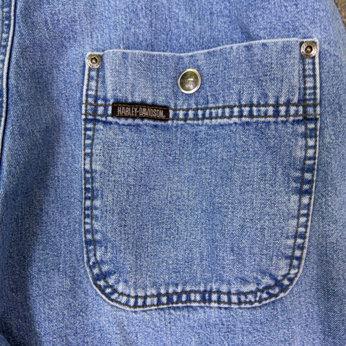 Harley-Davidson Womans Light Blue Denim Overalls Adjustable Straps Workwear Sz M