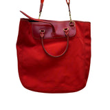 Dooney & Bourke Womens Red Canvas & Leather Shoulder Tote Bag Adjustable Strap