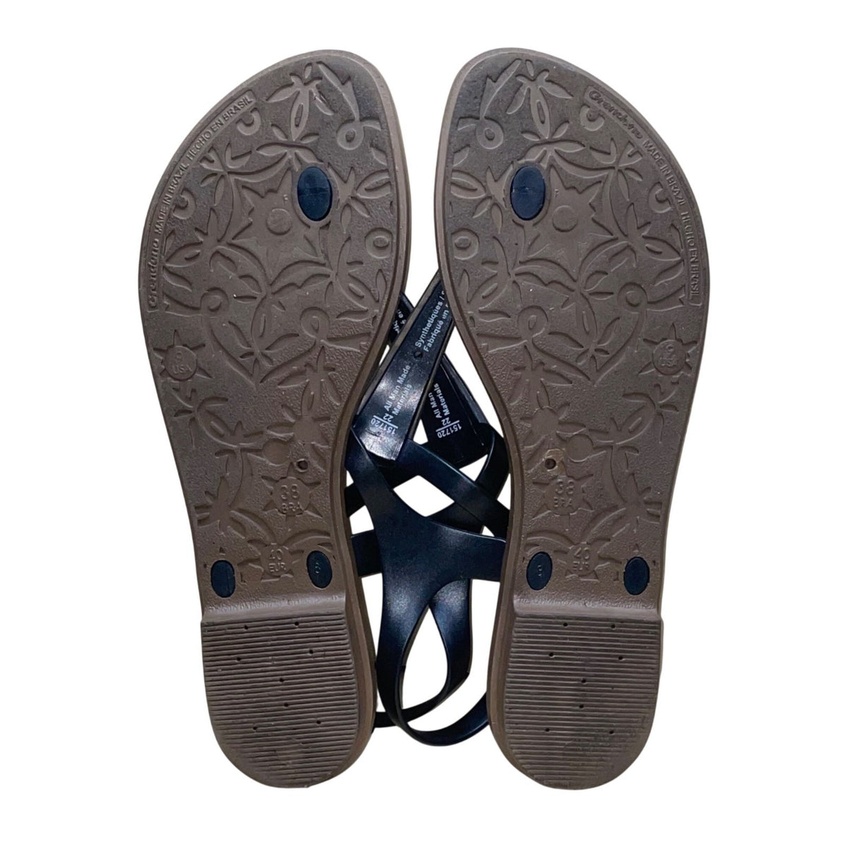 American Eagle Women’s Black Rubber Animal Print Studded T-Strap Sandals Size 9