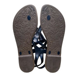 American Eagle Women’s Black Rubber Animal Print Studded T-Strap Sandals Size 9