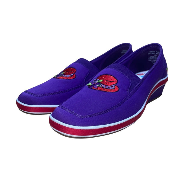 Grasshoppers By Keds Purple Red Hat Society Slip-On Wedge Shoes Size 9M