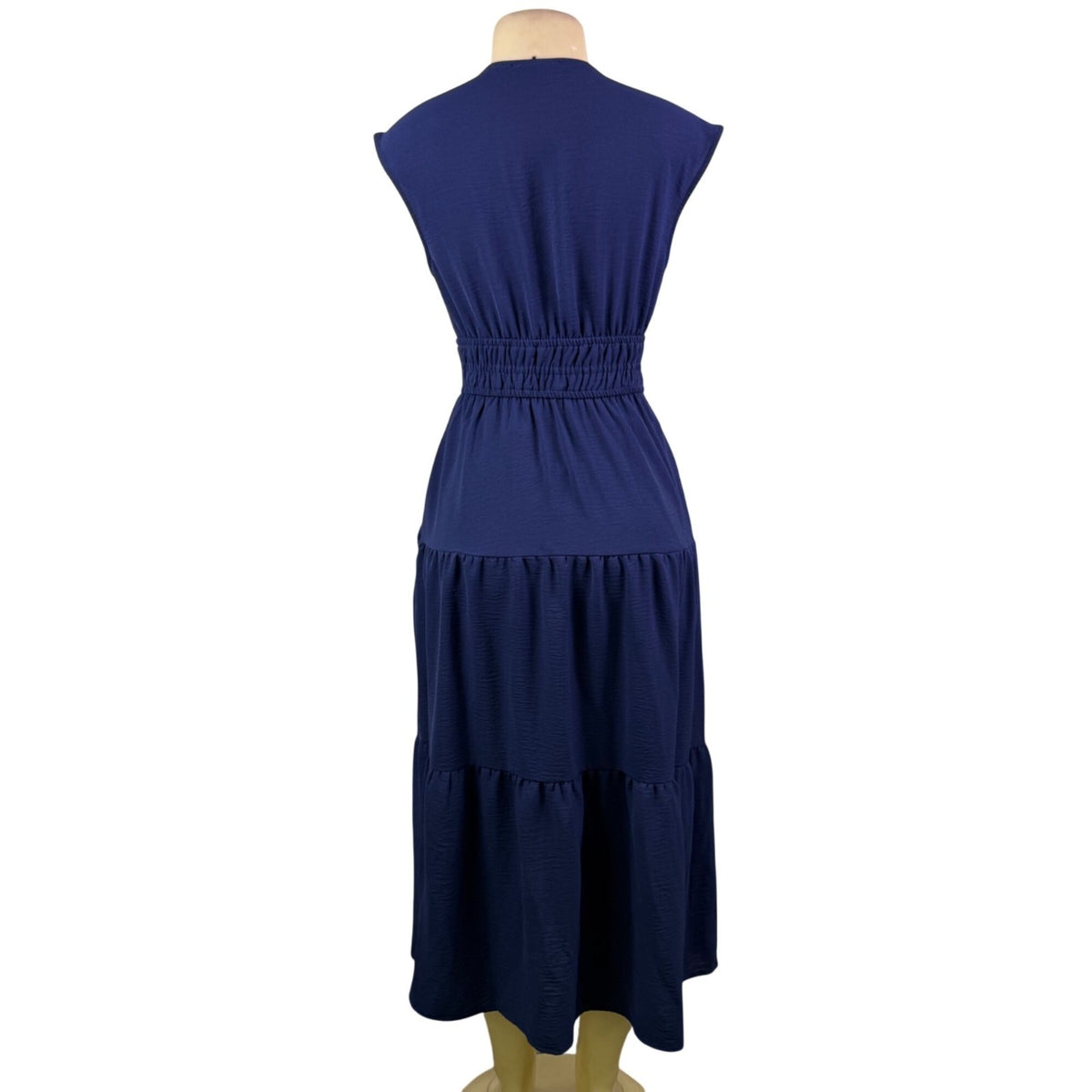 Rachel Zoe Womens Navy Maxi Dress Smocked Waist Sleeveless Tiered  Sz XS