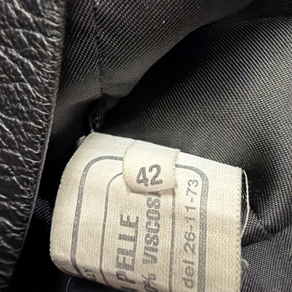 Versari Womens Black Leather Blazer Jacket Made In Italy Size 42