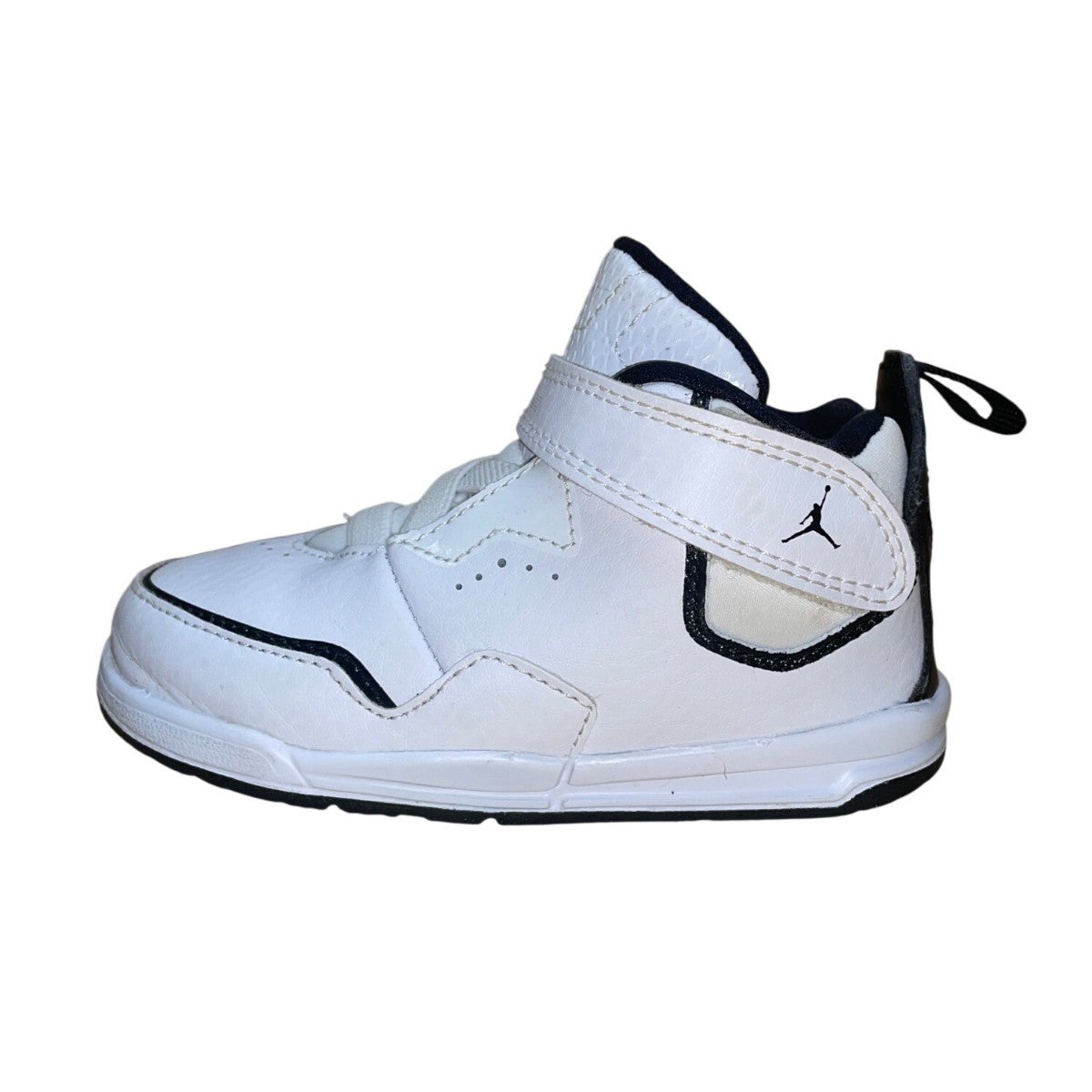 Air Jordan Kids White & Black Adhesive Strap Closure Athletic Sneakers Size 7C