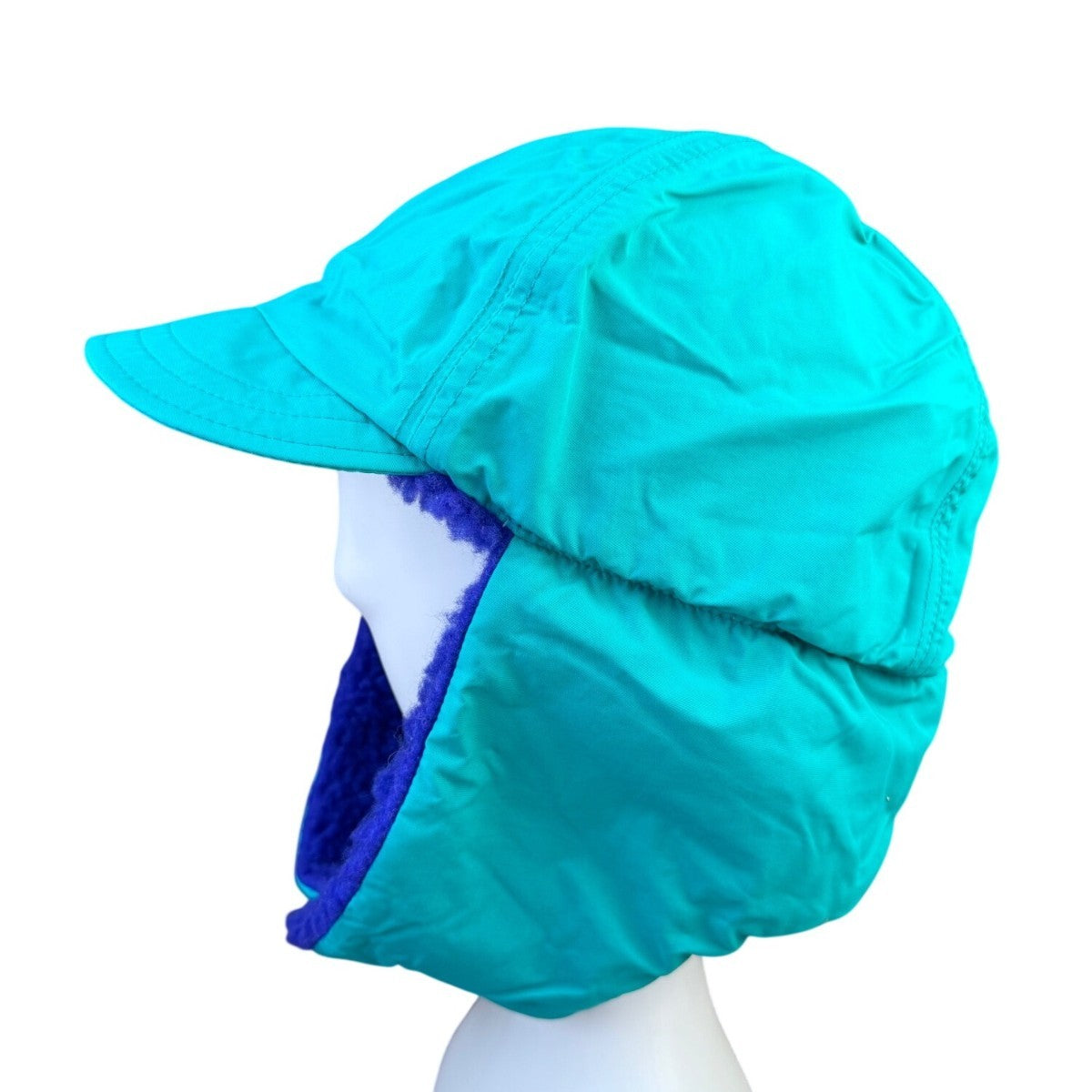 Columbia Mens Purple/Teal Shearling-Lined Winter Trapper Hat Fold-Up Earflaps