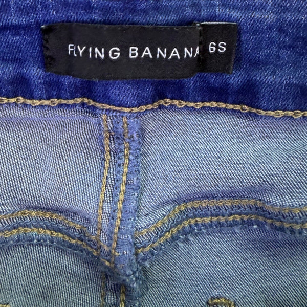 Flying Banana Womens Blue Cotton Blend Flared Bell Bottom Jeans Size 6S
