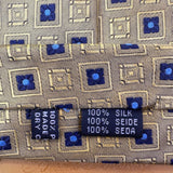 Brooks Brothers Mens Gold & Blue 100% Silk Patterned Geometric Design Tie