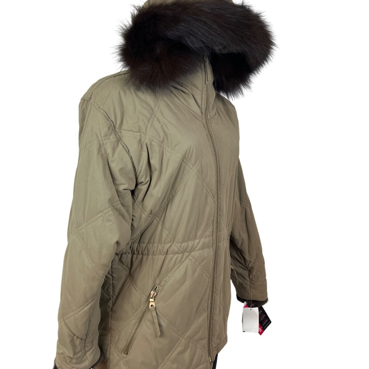 Andrew Marc Womens Quilted Hooded Jacket W/Faux Fur Trim Winter Coat Sz XS - New