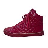 G By Guess Men’s Red Man-Made Quilted Lace-Up GX Moto High-Top Sneakers Size 11