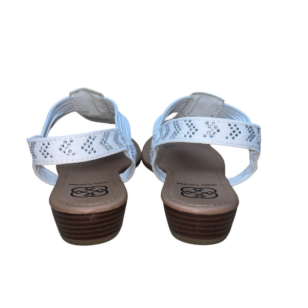 Daisy Fuentes Women’s White Embellished Strap Comfortable Flat Sandals Size 9M