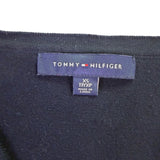 Tommy Hilfiger Womens Navy Cotton Sweater V-Neck Argyle Studded Design Sz XS