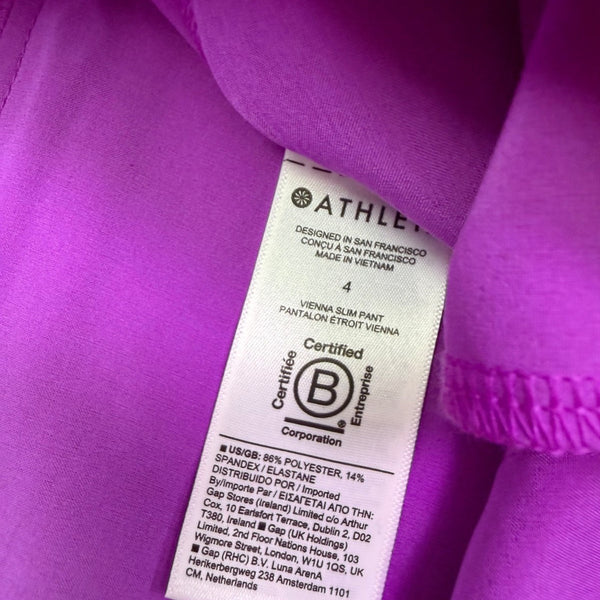 Athleta Womens Purple Stretch Vienna Slim Pants Size 4