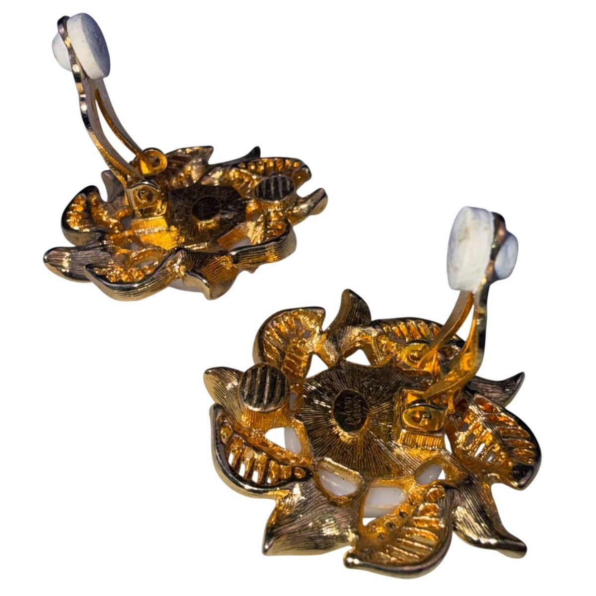 Joan Rivers Womens Gold Tone Faux Pearl Leaf Motif Clip-On Earrings  Jewelry