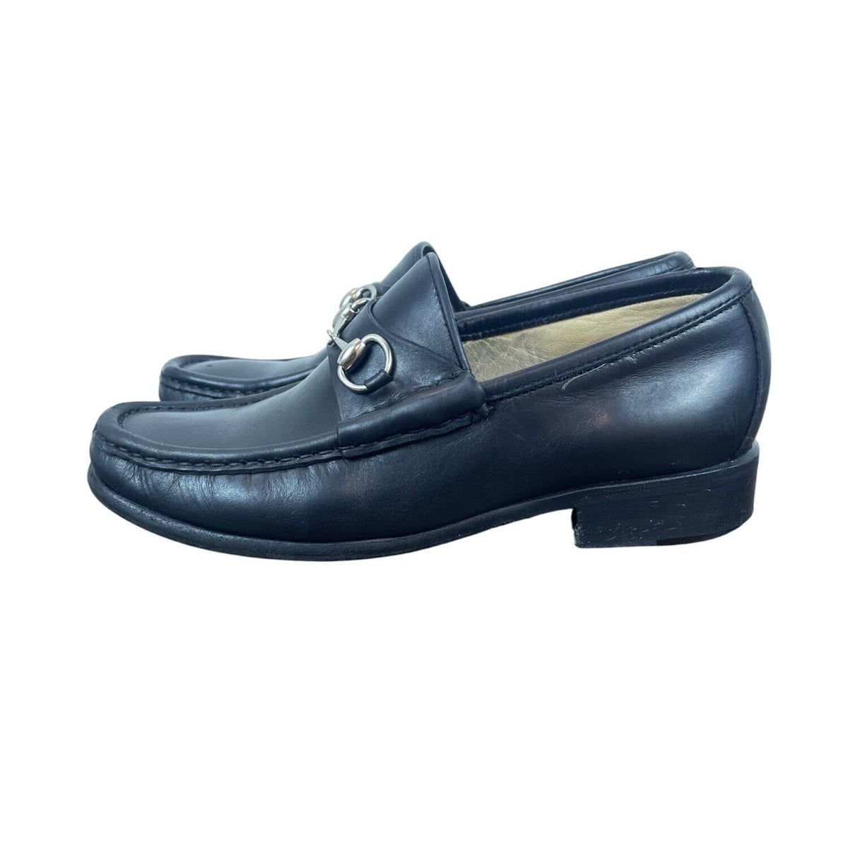 Vtg Gucci Black Leather Mocassino Pelle Mors Vit Bulgaro Horsebit Loafers Sz 6B