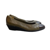 Vintage Salvatore Ferragamo Women's Olive Green Flat Shoes Sz 8B