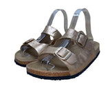 Yo Ki Women’s Rose Gold Metallic Double Buckle Cork Footbed Gian Sandals Sz 8.5