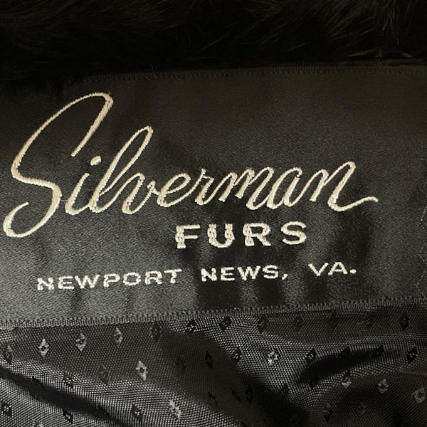 Silverman Furs Womens Black Mink Trim Leopard Print Coat Elegant Outerwear