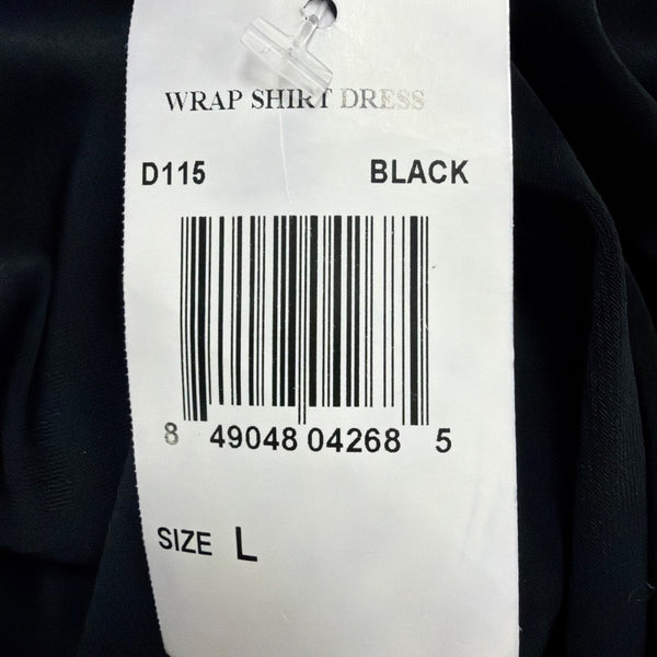 Melissa Masse Womens Black Wrap Shirt Dress Large Stylish & Comfy